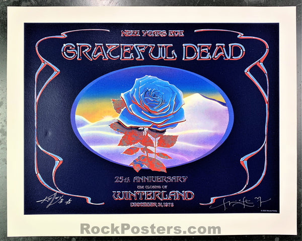 AUCTION - Alton Kelley Collection - Grateful Dead Blue Rose 25th Anniversary - 2003 Poster - Mouse & Kelley Signed - Near Mint Minus