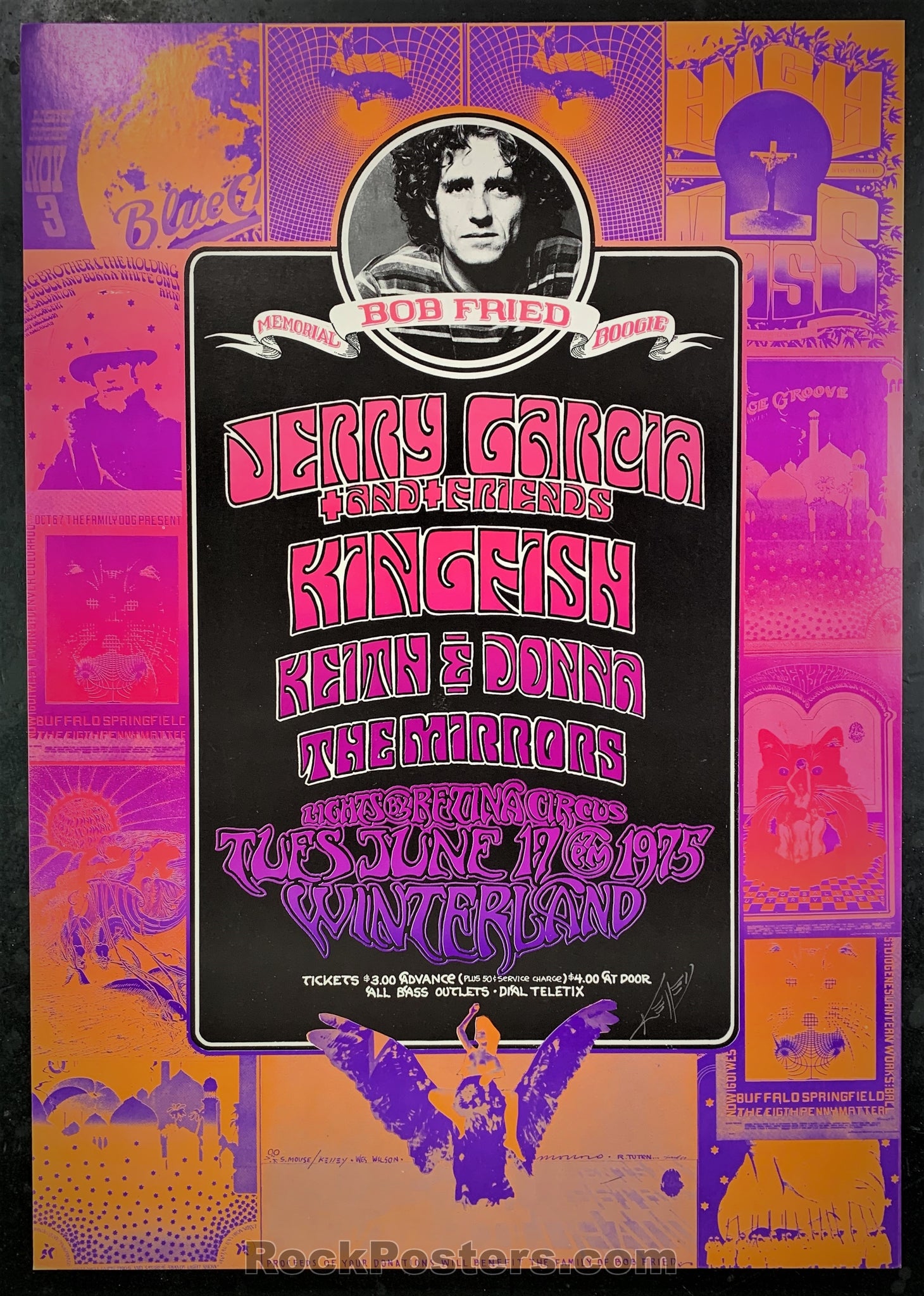 AUCTION - Alton Kelley Collection - Bob Fried Memorial Boogie - 1975 Poster - Kelley Signed - Winterland - Near Mint Minus