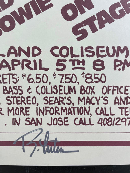 AUCTION - David Bowie - Randy Tuten Signed - 1978 Poster - Oakland Coliseum - Near Mint Minus