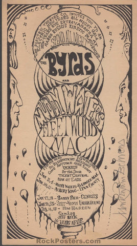 AUCTION - Byrds  Velvet Underground - Artist Signed - 1969 Handbill - Kinetic Playground Chicago - Near Mint