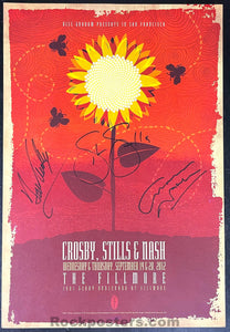 AUCTION - Crosby Stills Nash - Band SIGNED - 2012 Poster - The Fillmore - Near Mint Minus