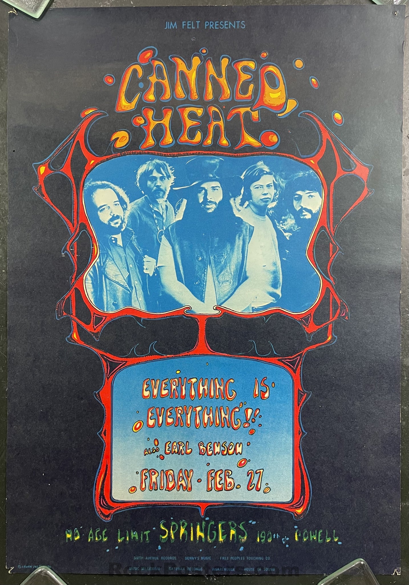 AUCTION - Canned Heat - 1970 Poster - Springer's Ballroom Portland, OR - Excellent