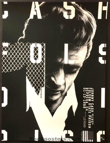﻿AUCTION - Johnny Cash - Folsom Prison - Commemorative Silkscreen Poster - Matt Ryan Tobin - Mint