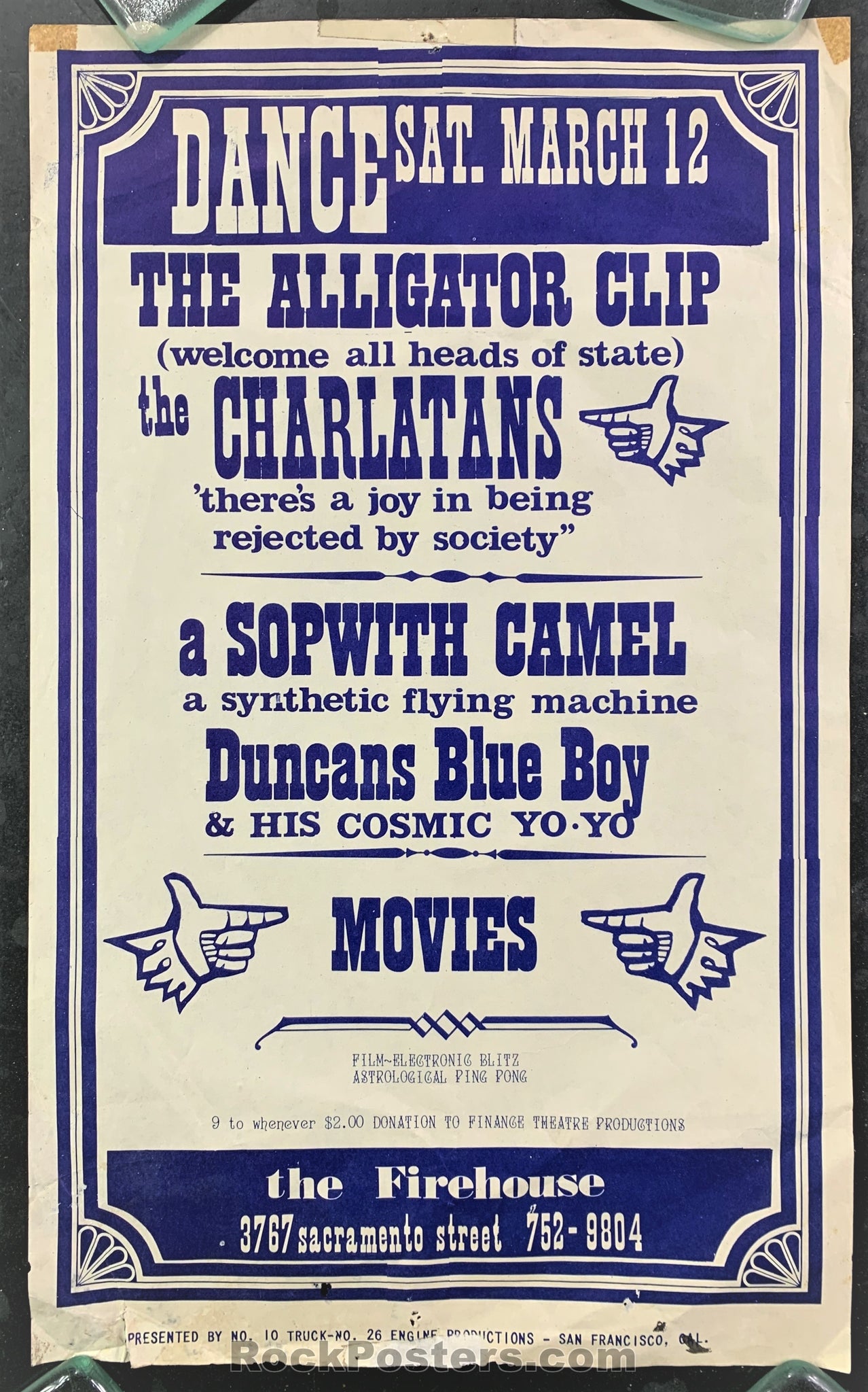 AUCTION - AOR  2.210 - Charlatans - 1966 Poster - The Firehouse - Good