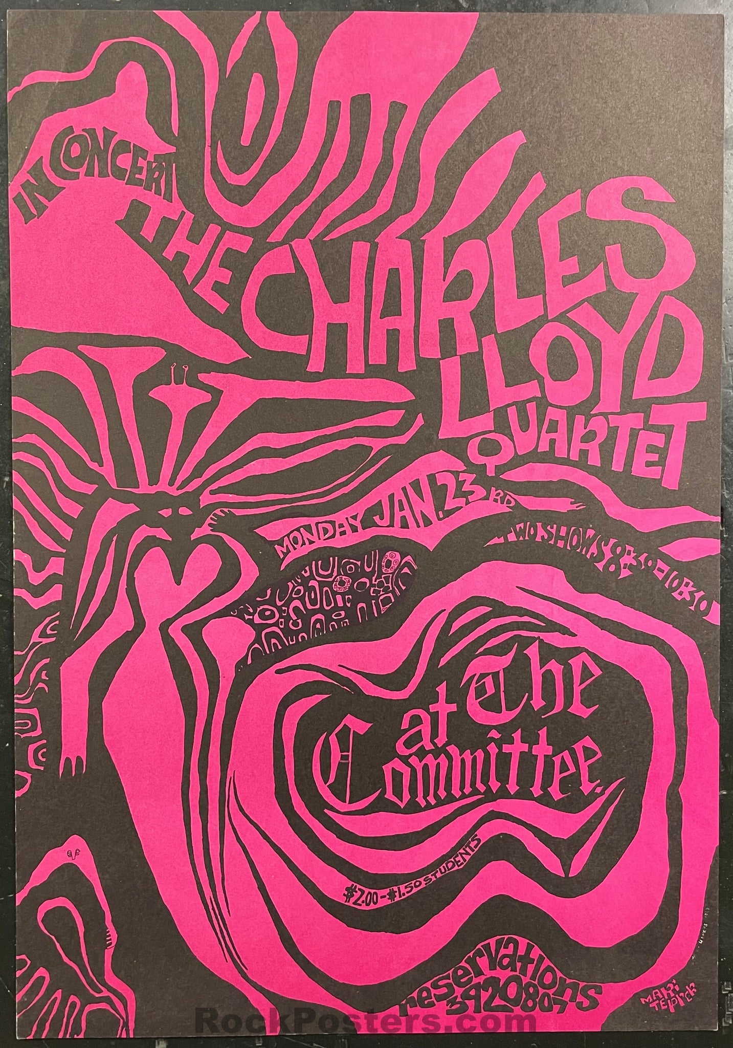 AUCTION - Charles Lloyd - Mari Tepper - 1967 Poster - Committee Theater - Excellent