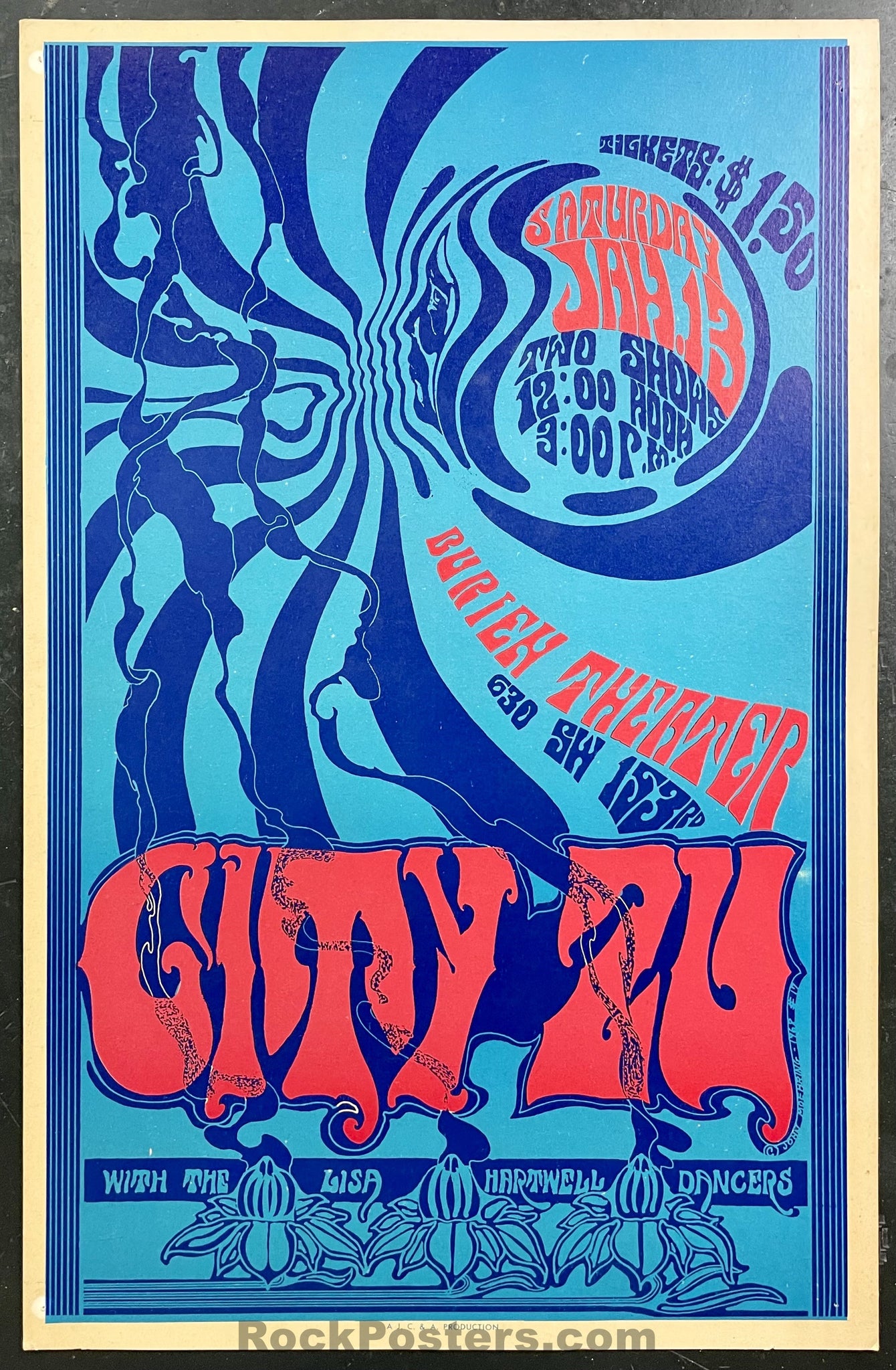 AUCTION - City Zu - John Moehring - 1968 Cardboard Poster - Seattle -  Excellent