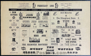 AUCTION - AOR 1.84 - Muddy Waters -  February 1966 - Two-Sided Calendar Handbill - Club 47 Cambridge - Excellent