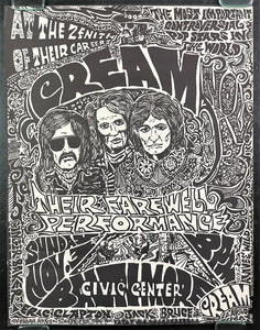 AUCTION - Cream - Farewell Performance - 1968 Concert Poster - Baltimore Civic Center - Good