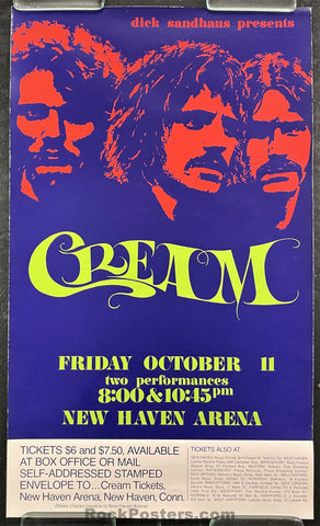 AUCTION - Cream - Farewell Tour - 1968 Poster - New Haven, CT - Very Good