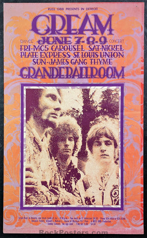 AUCTION - Cream "Paisley" - Gary Grimshaw - 1968 Detroit Poster - Grande Ballroom - Good