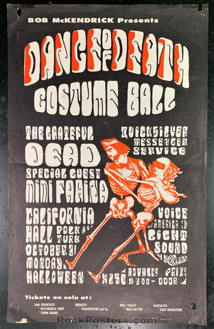 AUCTION - AOR 2.143 - Grateful Dead Dance of Death - 1966 Poster - California Hall -  Very Good 