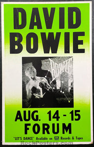 AUCTION - David Bowie - 1984 Cardboard Poster - LA Forum - Excellent