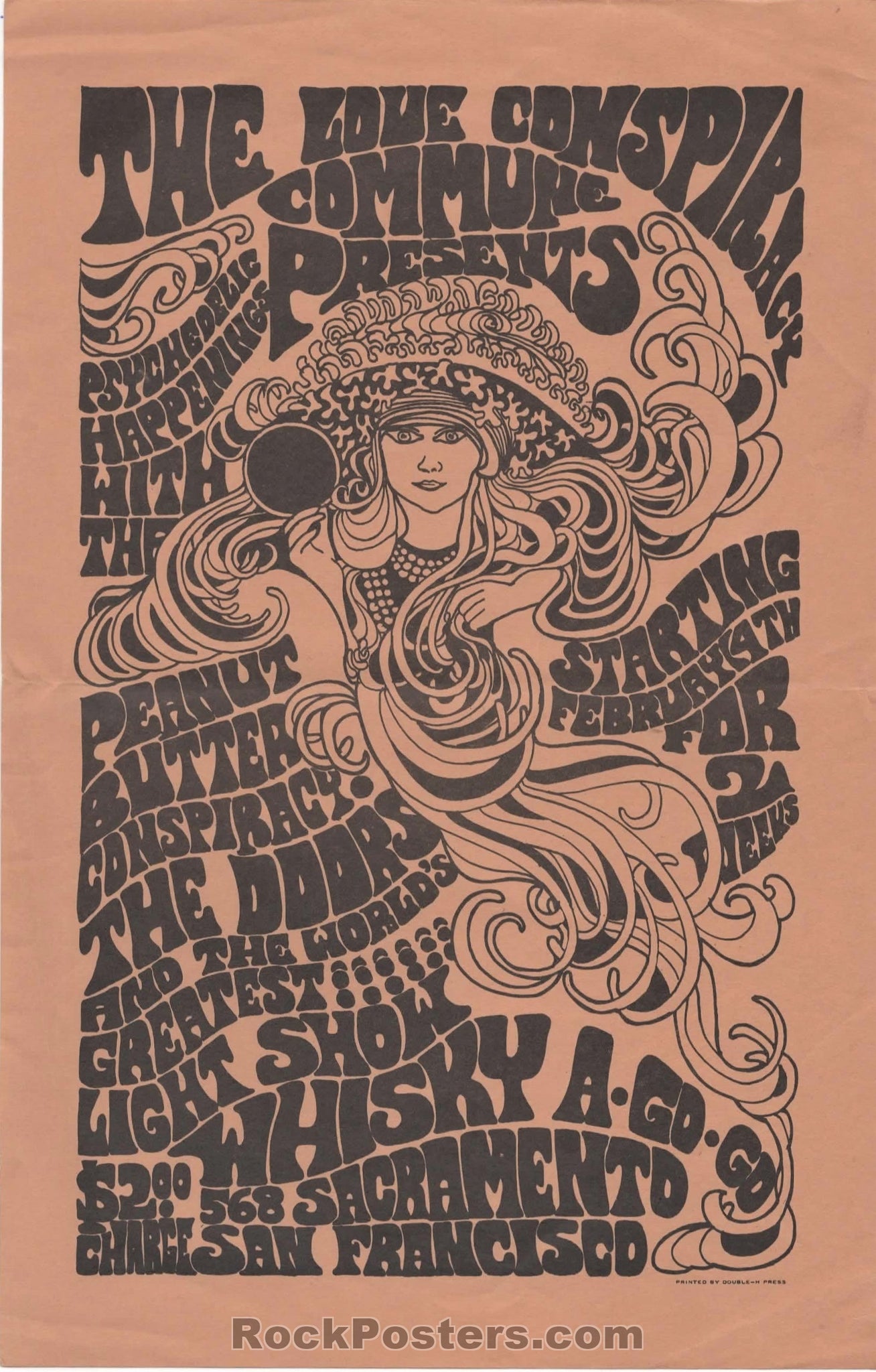 AUCTION - AOR-2.195 - The Doors 1967 Handbill - SF Whisky-A-Go-Go - Excellent 
