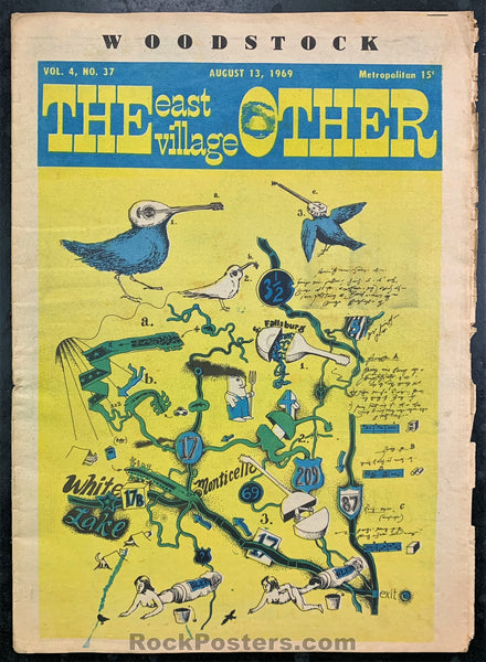AUCTION - Woodstock - East Village Other 1969 - New York Underground Newspaper - Excellent
