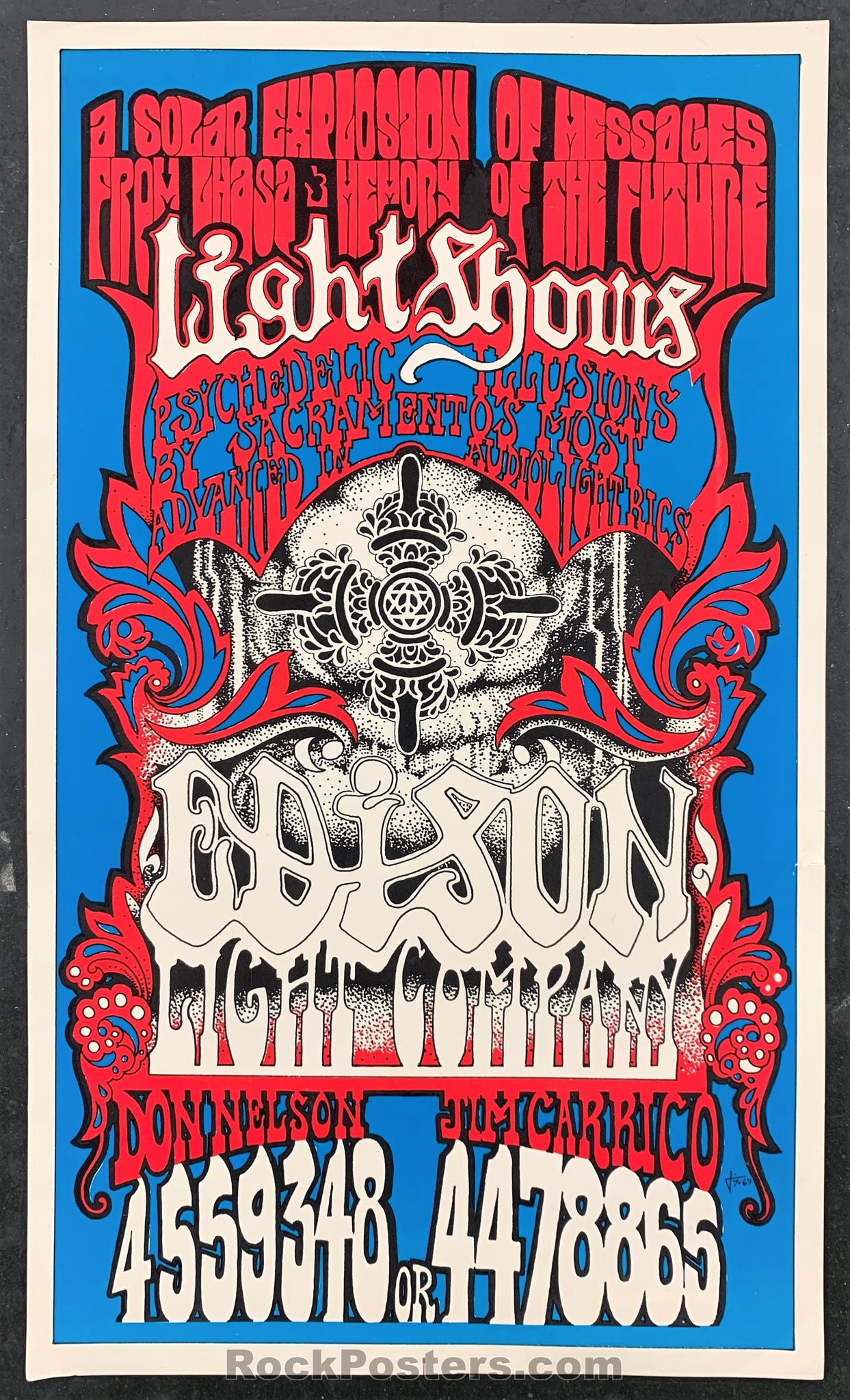 AUCTION - Edison Light Co. - Sacramento 1967 Psychedelic Light Show Handbill - Excellent