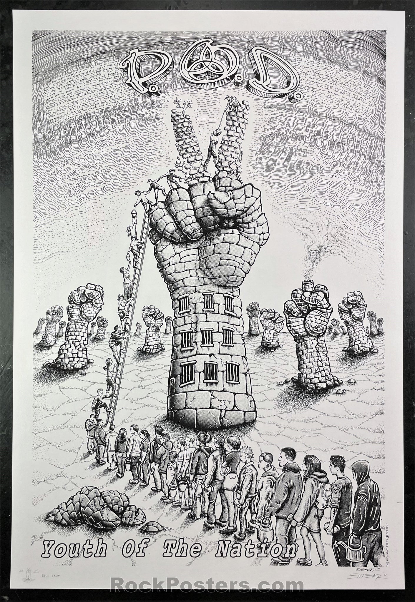 AUCTION - Emek - P.O.D. Youth of the Nation Tour '02 - Black & White Variant Edition of 1 - Near Mint