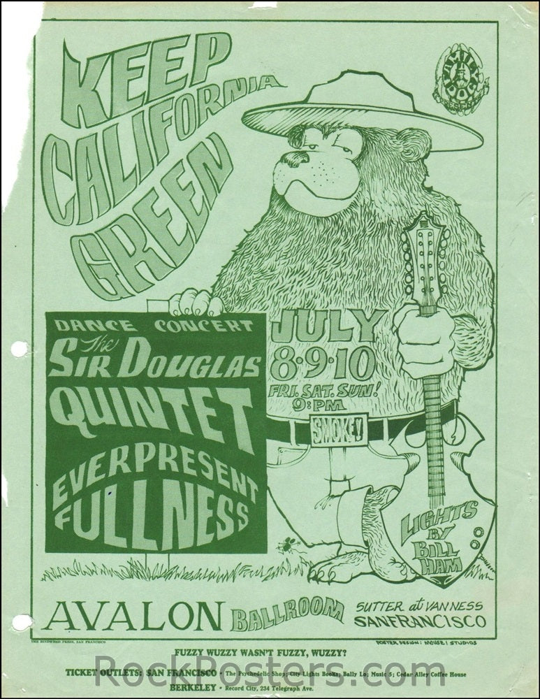 FD16 - Sir Douglas Quintet Handbill - Avalon Ballroom (08-Jul-66) Condition - Very Good