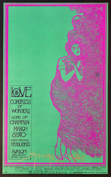 AUCTION - FD-109 - Love Arthur Lee - Stanley Mouse Signed - 1968 Poster - Avalon Ballroom - Mint