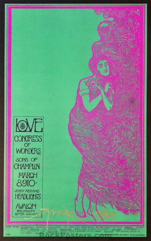 AUCTION - FD-109 - Love Arthur Lee - Stanley Mouse Signed - 1968 Poster - Avalon Ballroom - Mint