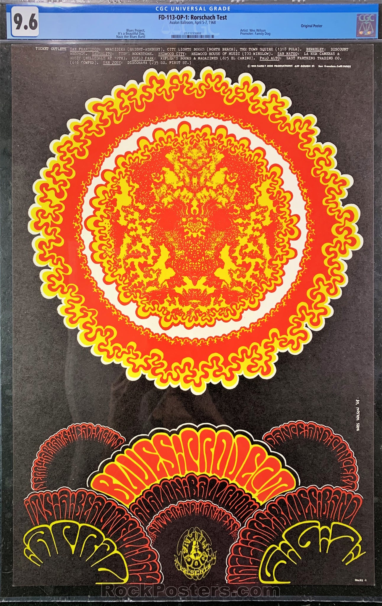 FD-113 - Blues Project - Wes Wilson - 1968 Poster - Avalon Ballroom - CGC Graded 9.6