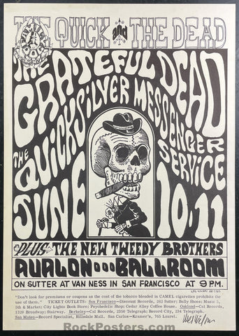 AUCTION - FD-12  - Grateful Dead - Wes Wilson SIGNED - 1966 Poster - Avalon Ballroom - Excellent