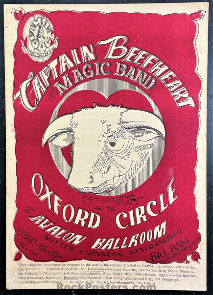 AUCTION - FD-13 - Captain Beefheart - Mouse Signed - 1966 Poster  - Avalon Ballroom - Good