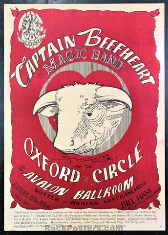 AUCTION - FD-13 - Captain Beefheart Poster - Mouse Signed - Avalon Ballroom - Very Good