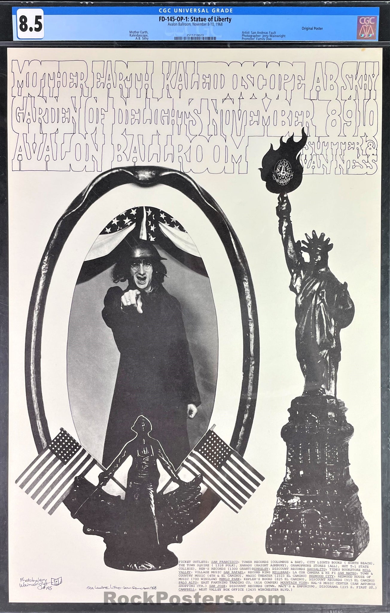 FD-145 - Mother Earth - 1968 Poster - Avalon Ballroom - CGC Graded 8.5