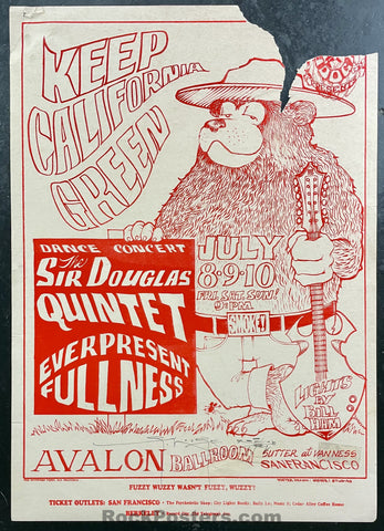 AUCTION - FD-16 - Sir Douglas Quintet - Mouse Signed - Red Variant - 1966 Poster - Avalon Ballroom - Rough