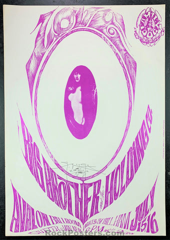 AUCTION - FD-17A - Love Big Brother - Mouse SIGNED - 1966  Poster - Avalon Ballroom - Excellent