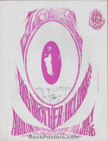 AUCTION - FD-17A  - Love Big Brother Janis - Mouse Signed - 1966 Handbill - Avalon Ballroom - Near Mint