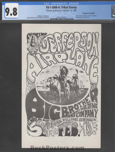 FD-1 - Jefferson Airplane - Big Brother - 1966 Handbill - Fillmore Auditorium - CGC Graded 9.8