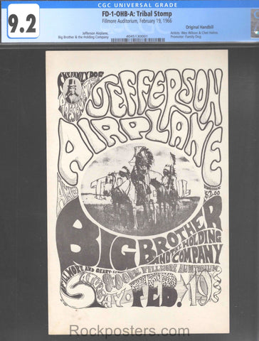 FD-1 - Jefferson Airplane - Big Brother - 1966 Handbill - Fillmore Auditorium - CGC Graded 9.2