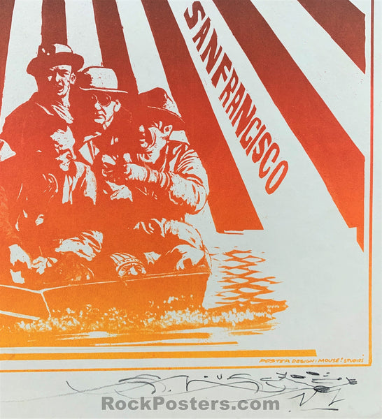 AUCTION - FD-20 - Bo Diddley - Five Men in a Boat - Mouse Signed - 1966 Poster - Avalon Ballroom - Near Mint Minus