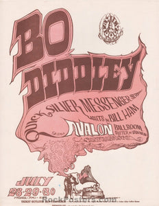 AUCTION - FD-18 - Bo Diddley Quicksilver - Variant 1966 Handbill - Avalon Ballroom - Near Mint Minus 