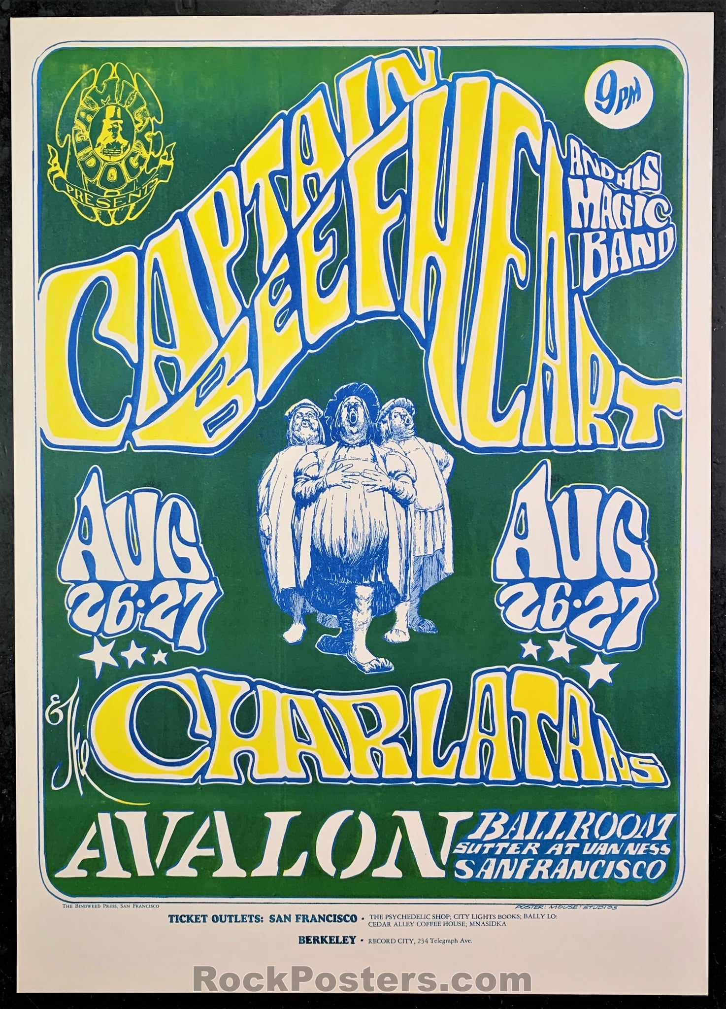 AUCTION - FD-23 - Capt. Beefheart Charlatans - 1966 Poster - Avalon Ballroom - Near Mint