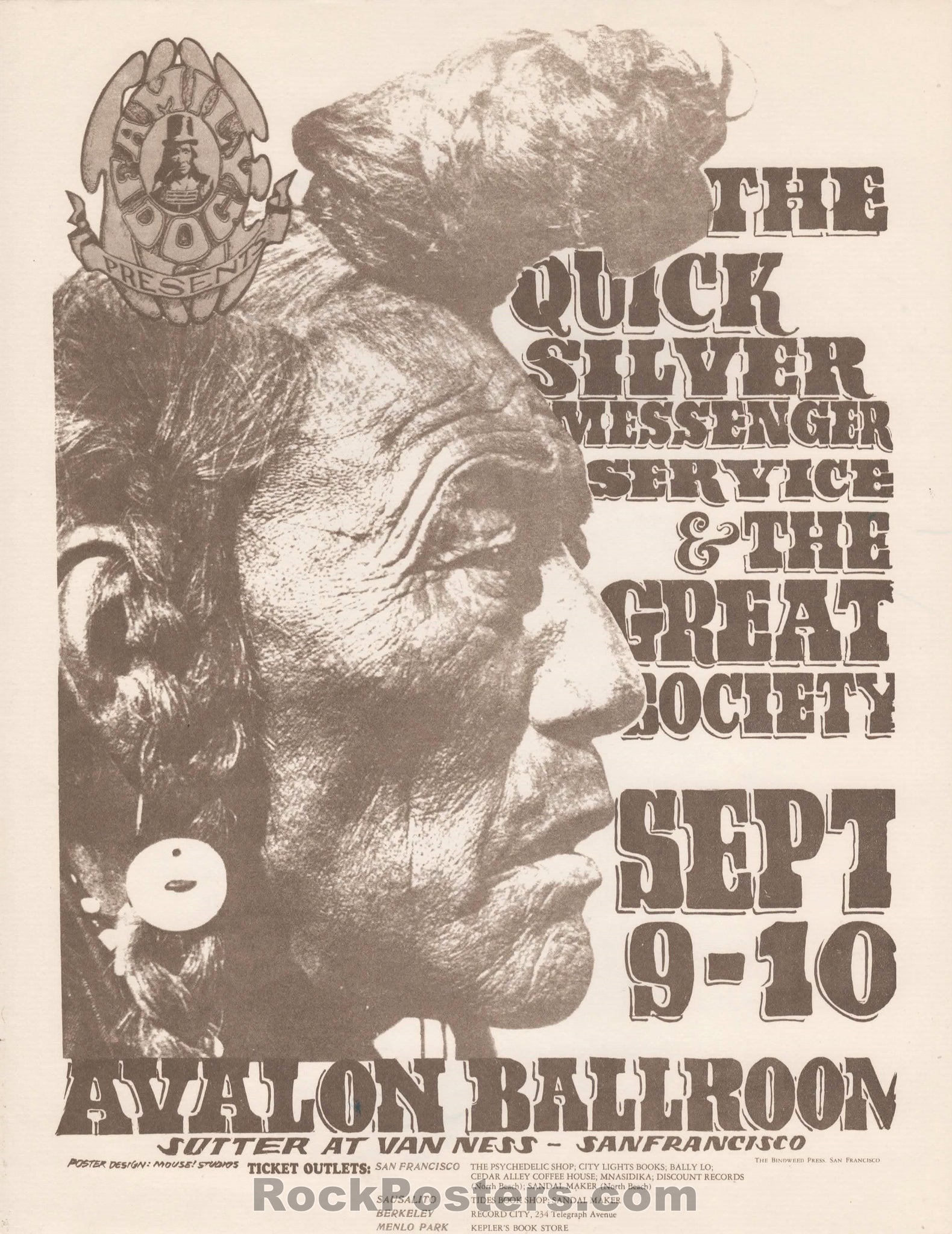 AUCTION - FD-25 - Quicksilver Great Society 1966 Handbill - Avalon Ballroom - Mint