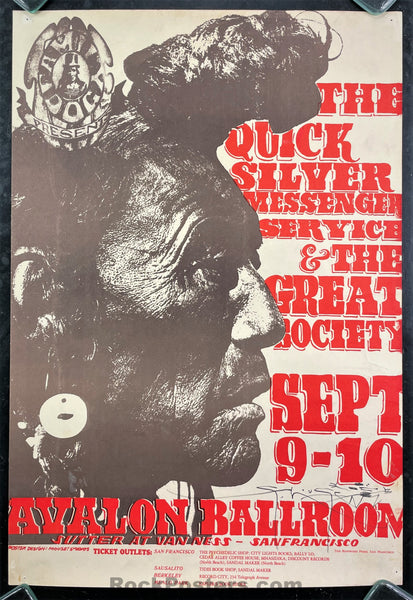 AUCTION - FD-25 - Quicksilver Messenger - 1966 Poster - Mouse Signed - Avalon Ballroom - Very Good