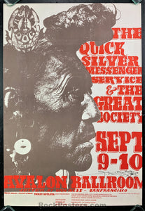 AUCTION - FD-25 - Quicksilver 1966 Poster - Stanley Mouse Signed - Avalon Ballroom - Near Mint Minus