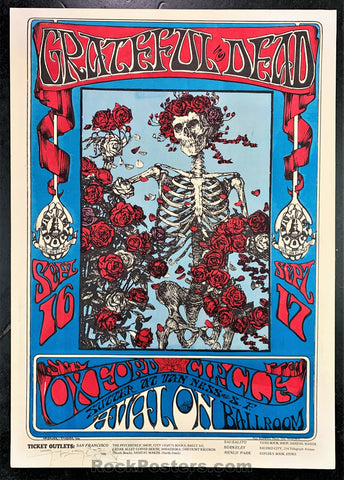 AUCTION - FD 26  - Grateful Dead SKELETON & ROSES -  1st Print - Mouse SIGNED - Avalon Poster - Excellent