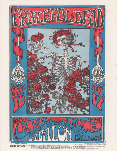 AUCTION - FD-26 - Grateful Dead Skeleton & Roses - 1966 Handbill - Near Mint