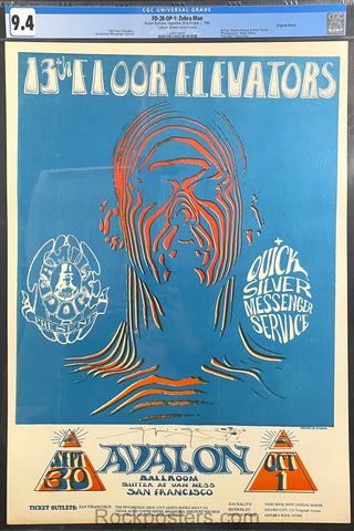 AUCTION -  FD-28 - 13th Floor Elevators - Mouse Signed - 1966 Poster - Avalon Ballroom - CGC Graded 9.4