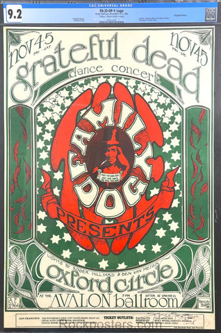 AUCTION - FD-33 - Grateful Dead - Mouse Signed - 1966 Poster - Avalon Ballroom - CGC Graded 9.2