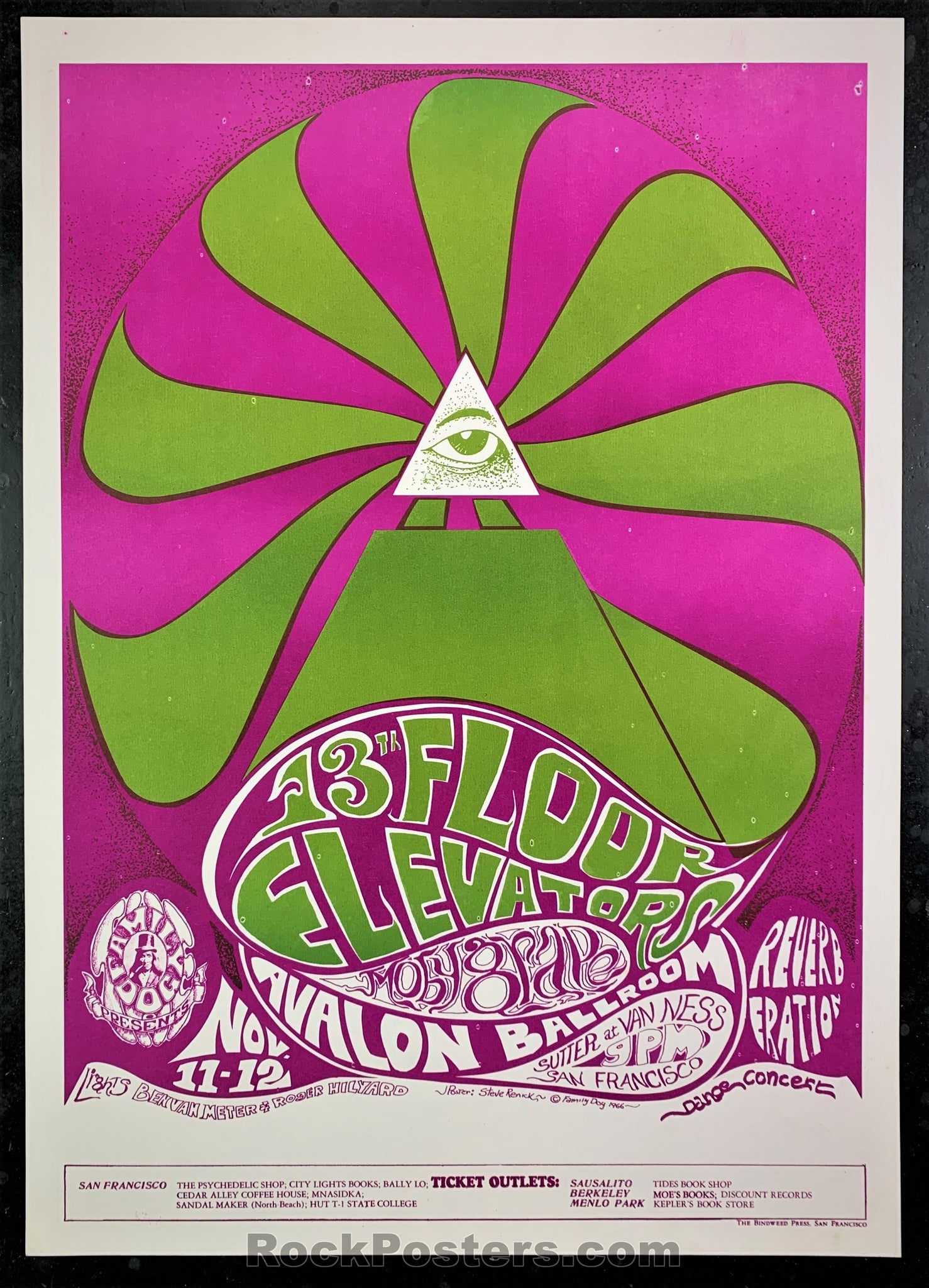 AUCTION - FD-34 - 13 Floor Elevators - 1966 Poster - Avalon Ballroom - Near Mint