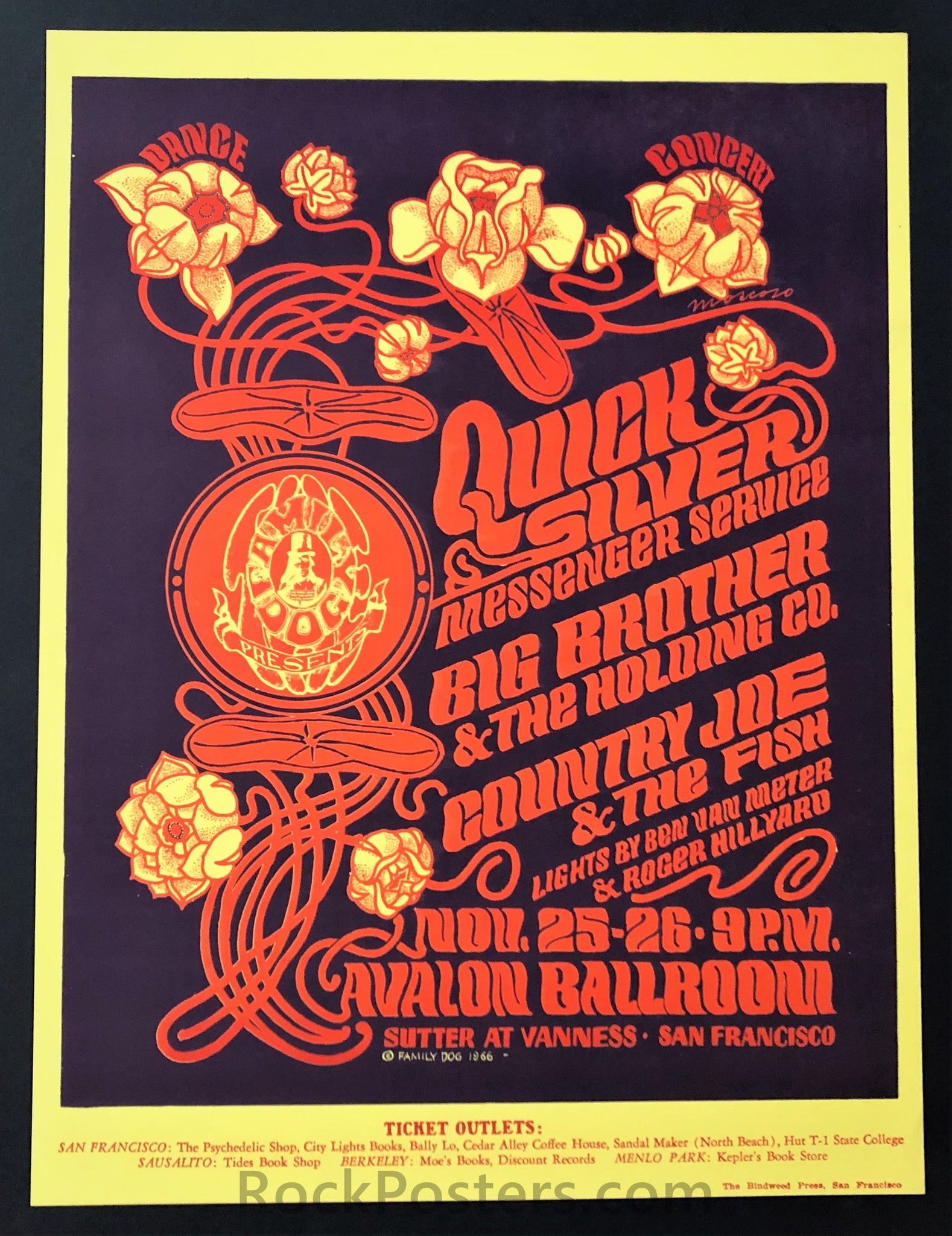 AUCTION - FD-36 - Big Brother Janis Joplin QMS - 1966 Poster - Avalon Ballroom - Mint