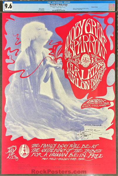 AUCTION - FD-43 - Moby Grape - Mouse Signed - 1966 Poster - Avalon Ballroom - CGC Graded 9.6