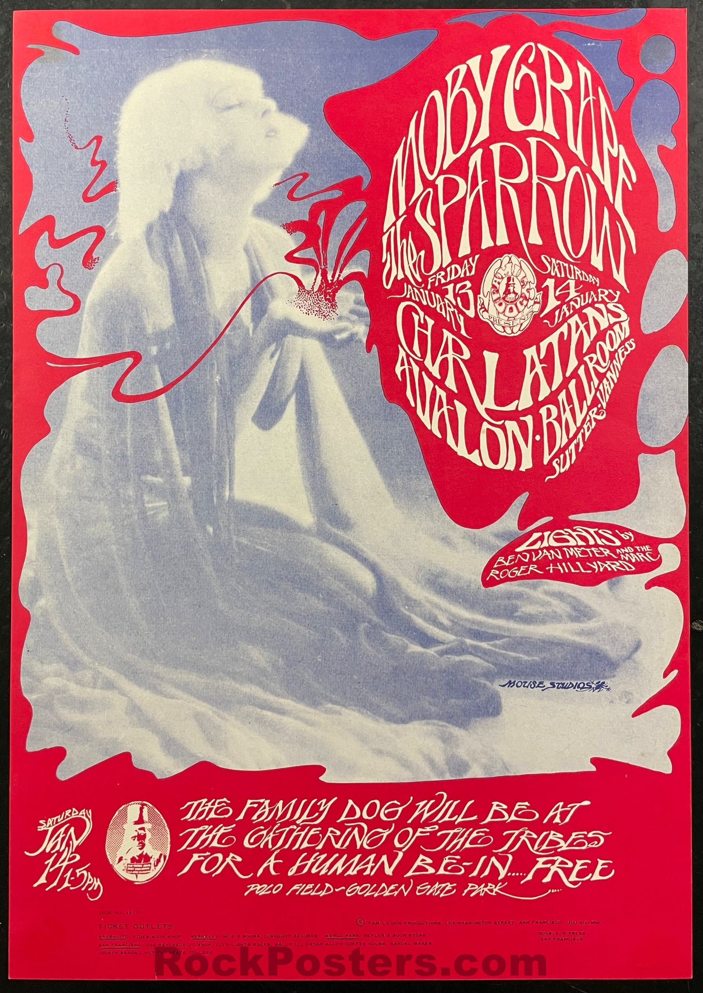 AUCTION - FD-43 - Human Be-In - Moby Grape - 1967 Double H Press  Poster - Near Mint Minus