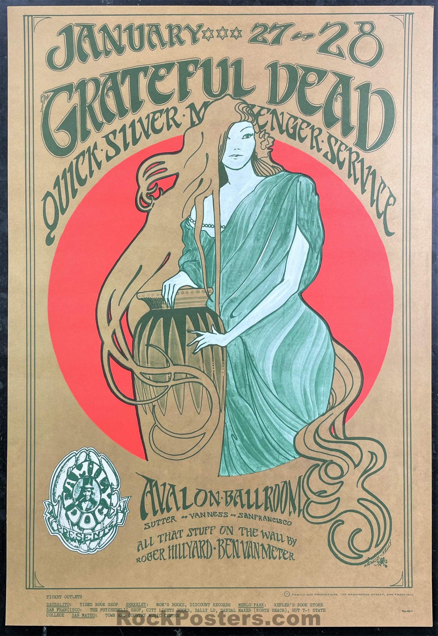 AUCTION - FD-45 - The Grateful Dead - 1967 Poster - Avalon Ballroom - Near Mint