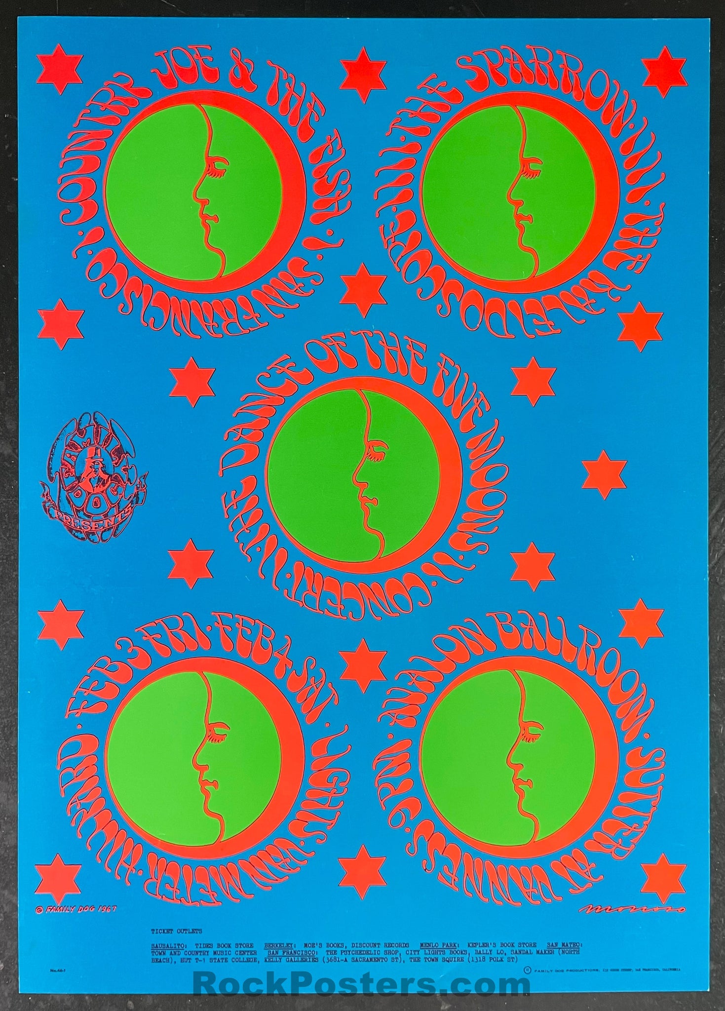 AUCTION - FD-46 - Country Joe - Moscoso - 1967 Glossy Poster - Avalon Ballroom - Near Mint Minus
