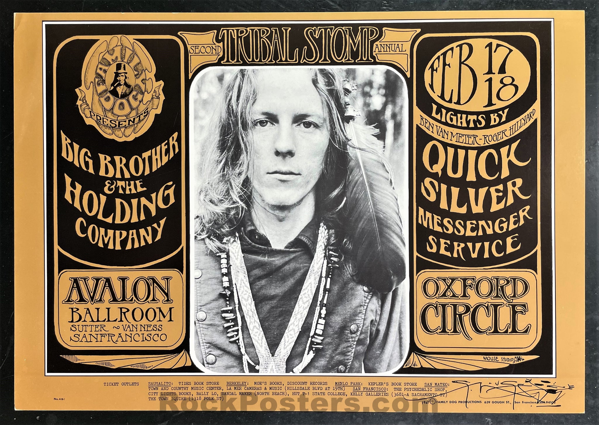 AUCTION -  FD-48 - Big Brother - Stanley Mouse SIGNED - 1967 Poster - Avalon Ballroom - Near Mint Minus